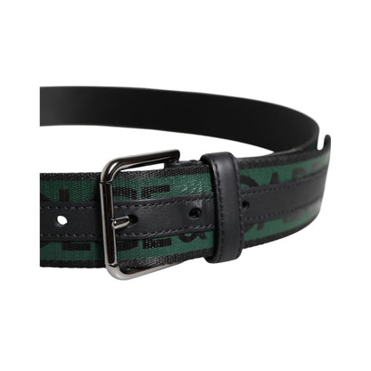 Dolce & Gabbana Green Black Classic Metal Logo Buckle Belt