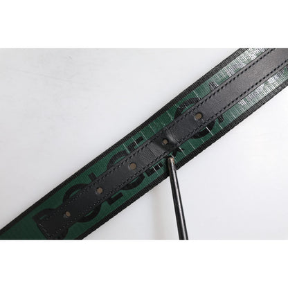 Dolce & Gabbana Green Black Classic Metal Logo Buckle Belt