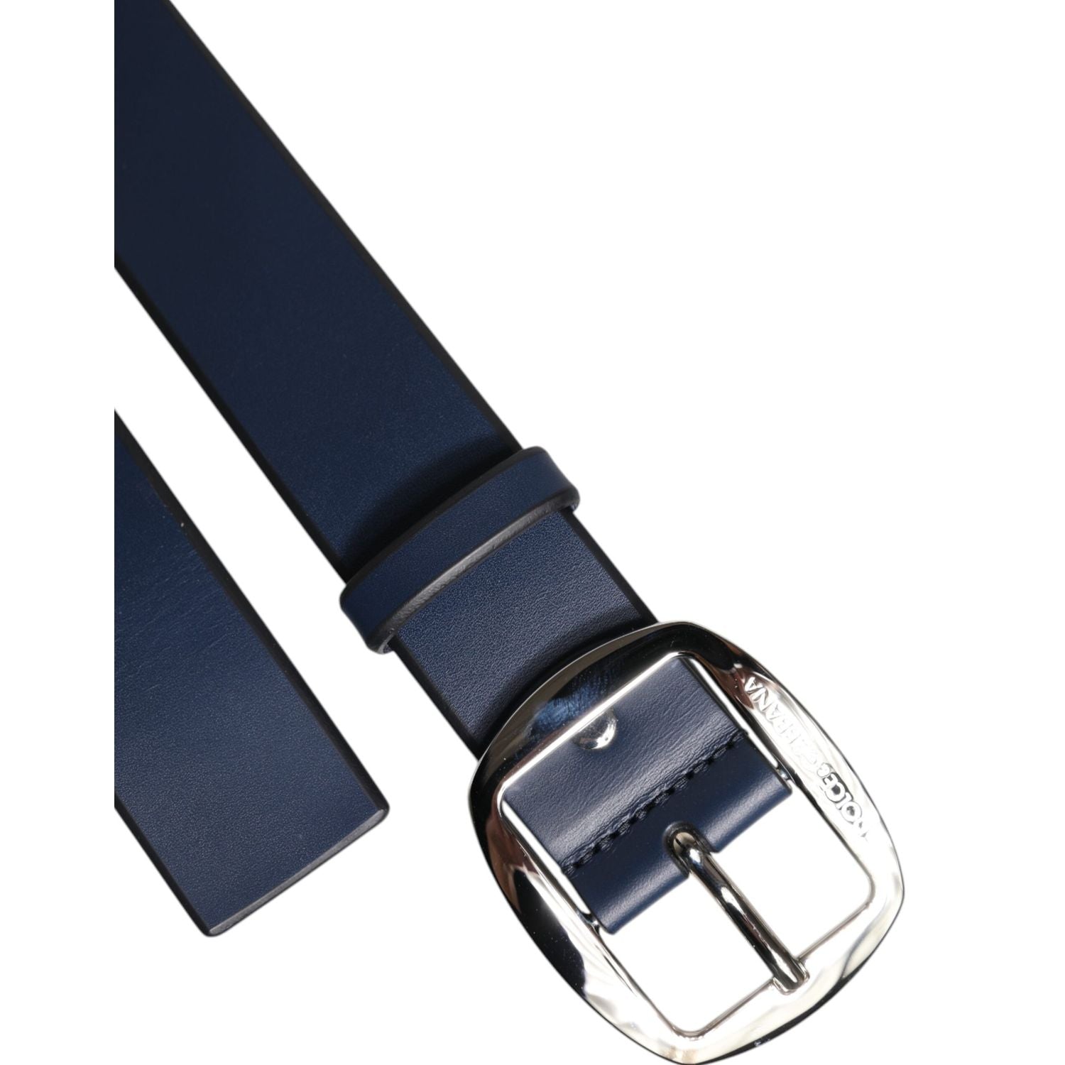 Dolce & Gabbana Blue Calf Leather Classic Metal Buckle Belt