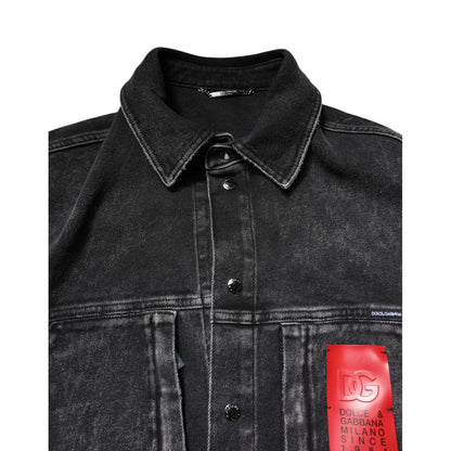 Dolce & Gabbana Black Logo Cotton Stretch Denim Jacket