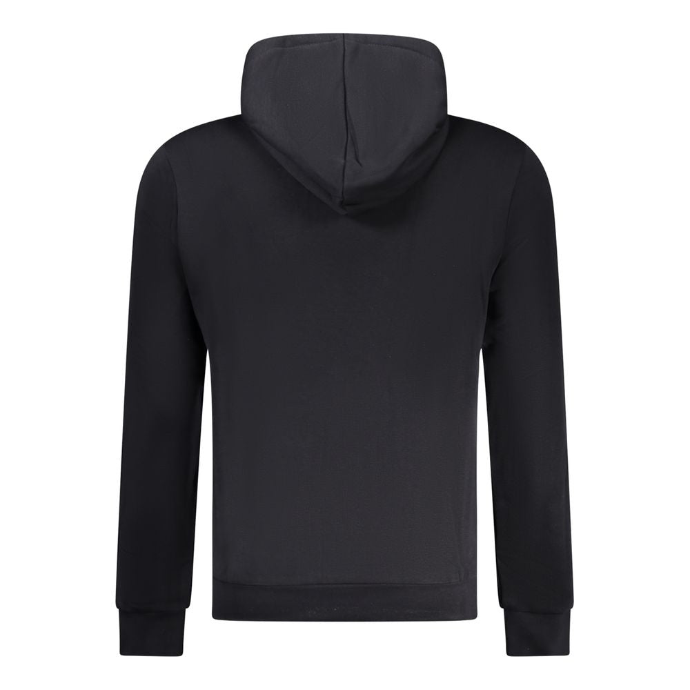 Napapijri Black Cotton Men Sweater with hoodie, back view