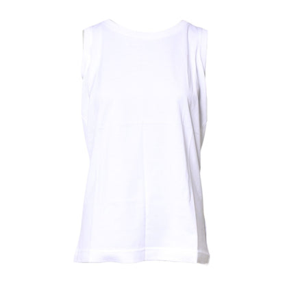Dolce & Gabbana White Cotton Sleeveless Crew Neck T-shirt