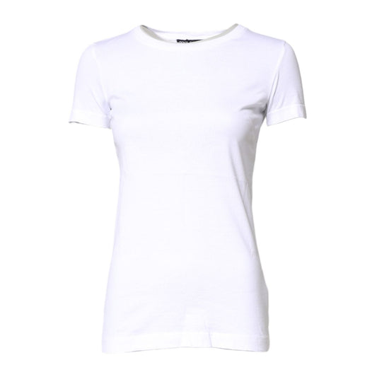 Dolce & Gabbana White Cotton Crew Neck Short Sleeves T-shirt