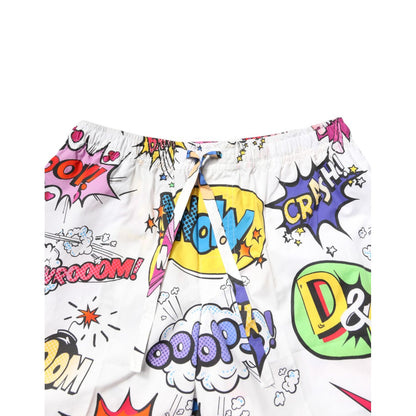 Dolce & Gabbana White Cartoon Print Cotton Men Pajama Set Sleepwear