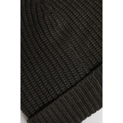 Dolce & Gabbana Dark Gray Cashmere Knit Winter Beanie Hat