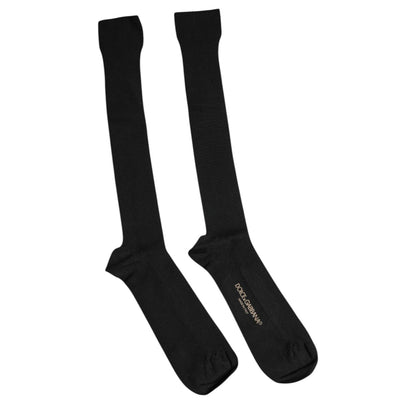 Dolce & Gabbana Black Viscose Logo Over The Calf Socks