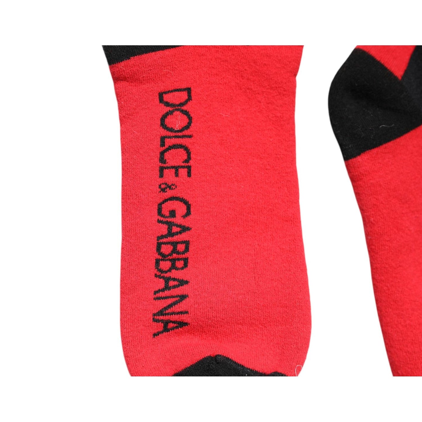 Dolce & Gabbana Red Cotton Stretch Printed Socks