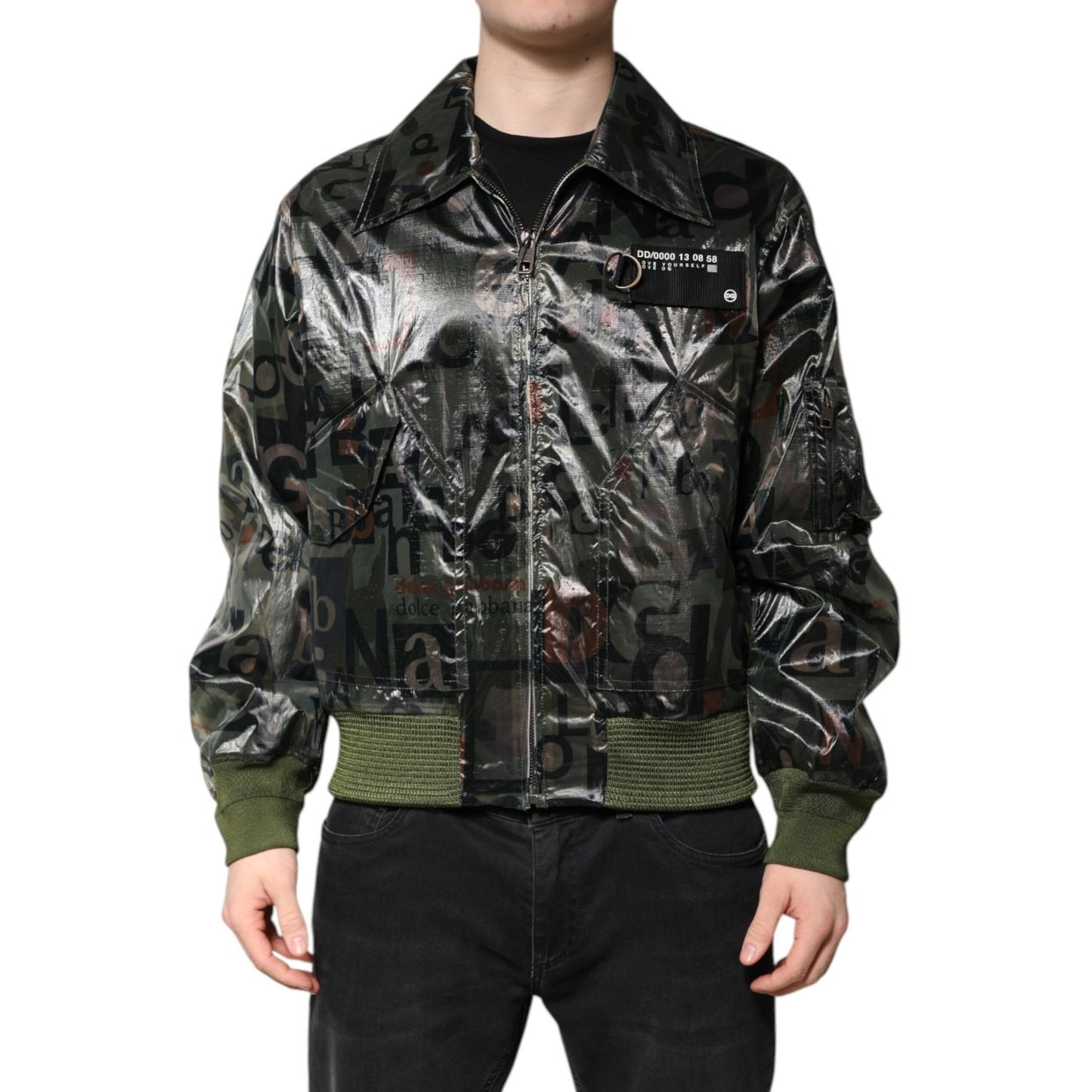 Dolce & Gabbana Green DG Logo Print Bomber Full Zip Jacket