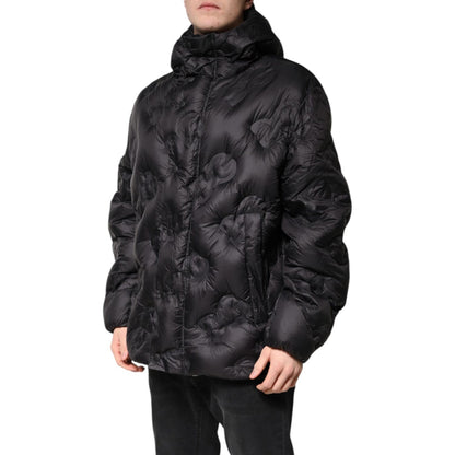 Dolce & Gabbana Black Hooded Parka Coat Winter Jacket
