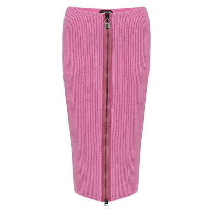Tom Ford Pink Wool Midi Skirt