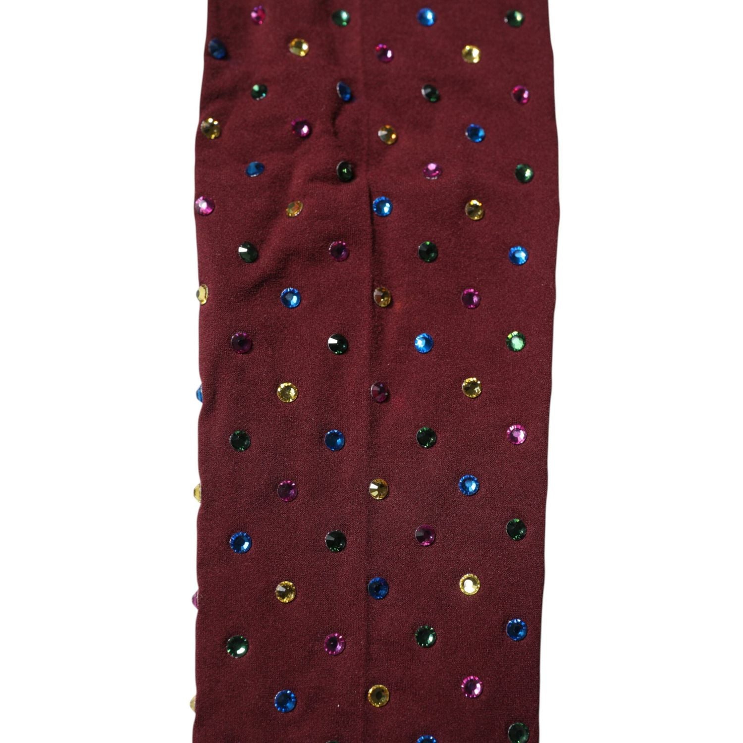 Dolce & Gabbana Maroon Nylon Crystal Embellished Pantyhose Tights