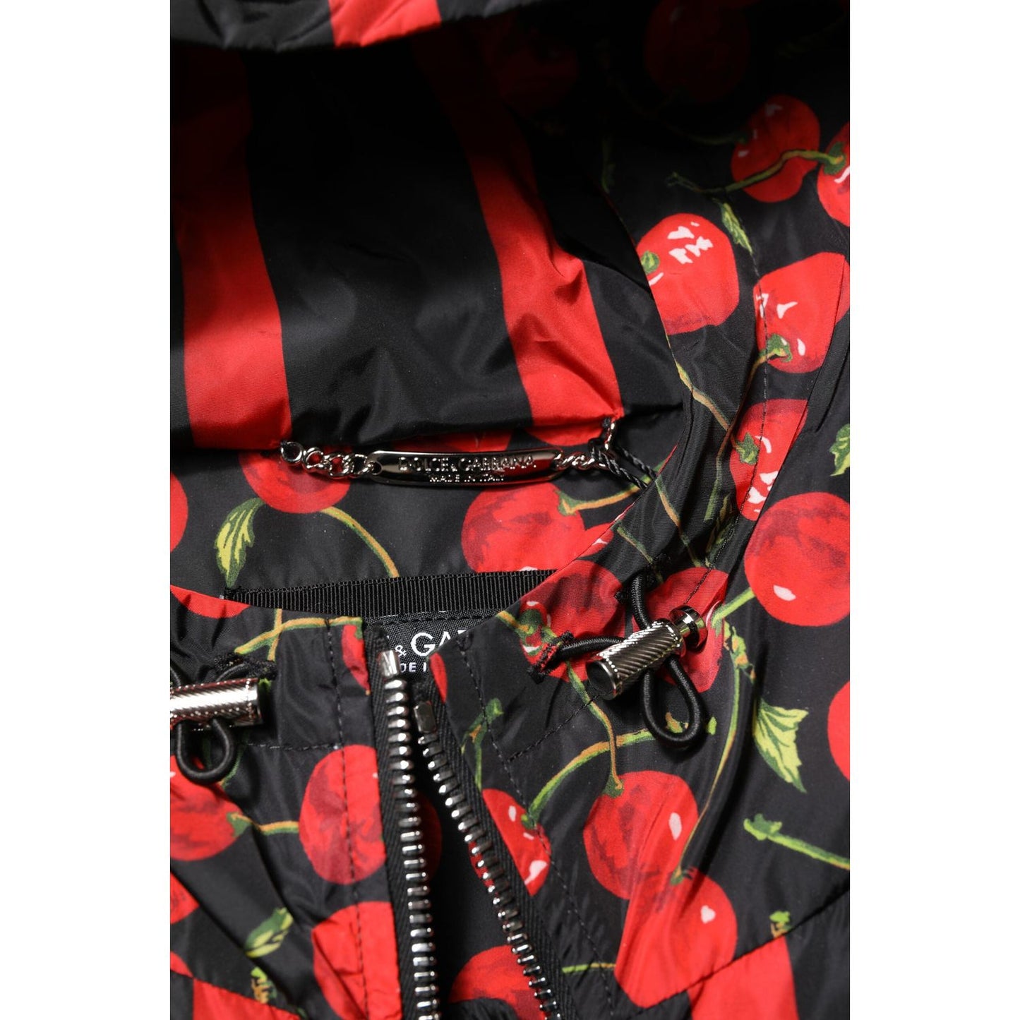 Dolce & Gabbana Black Cherry Print Hooded Windbreaker Jacket JKT41419-50