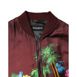 Dolce & Gabbana Maroon Floral Print Full Zip Bomber Jacket JKT41423-46