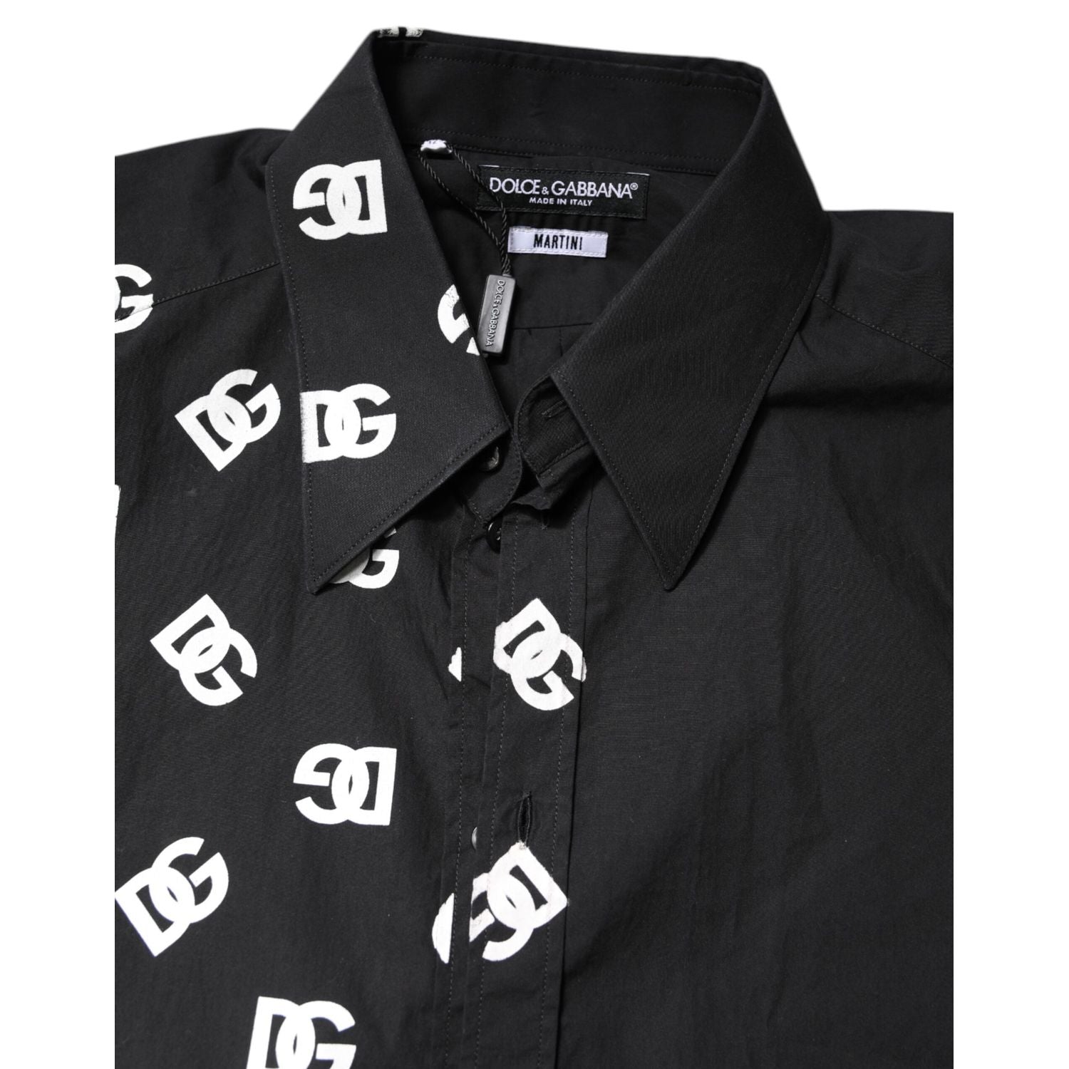 Dolce & Gabbana Black DG Logo Cotton MARTINI Dress Shirt
