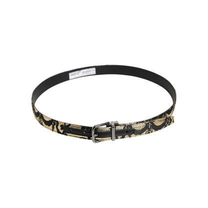 Dolce & Gabbana Multicolor Jacquard Leather Metal Buckle Belt