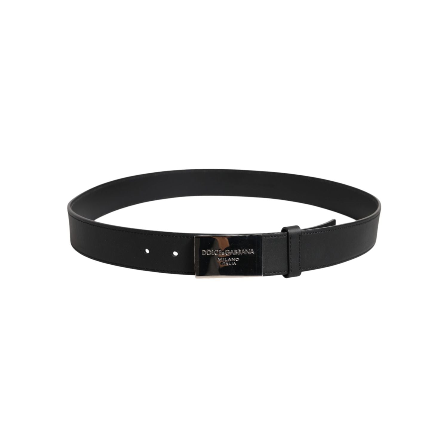 Dolce & Gabbana Black Classic Silver Metal Logo Buckle Belt