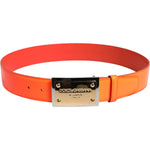 Dolce & Gabbana Orange Gold Tone Metal Logo Buckle Belt BEL9420-85