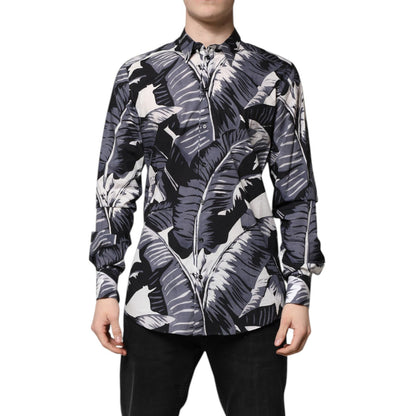 Dolce & Gabbana Multicolor GOLD Cotton Banana Leaf Print Shirt