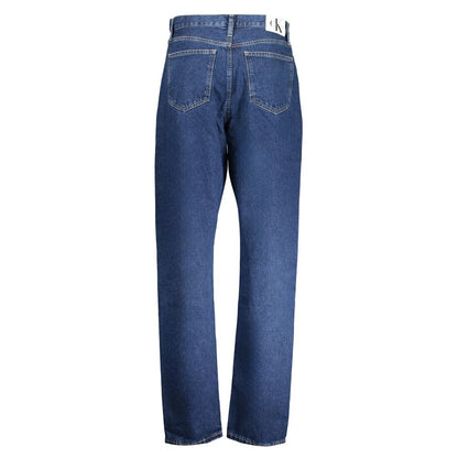 Back view of Calvin Klein Blue Cotton Women Jeans showcasing slim straight fit and stylish blue hue.