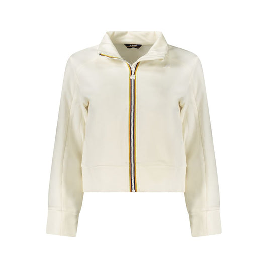K-WAY White Polyester Women Sweater with zip and contrasting details, showcasing modern chic style.