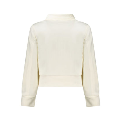 K-WAY White Polyester Women Sweater with long sleeves and zip, back view.