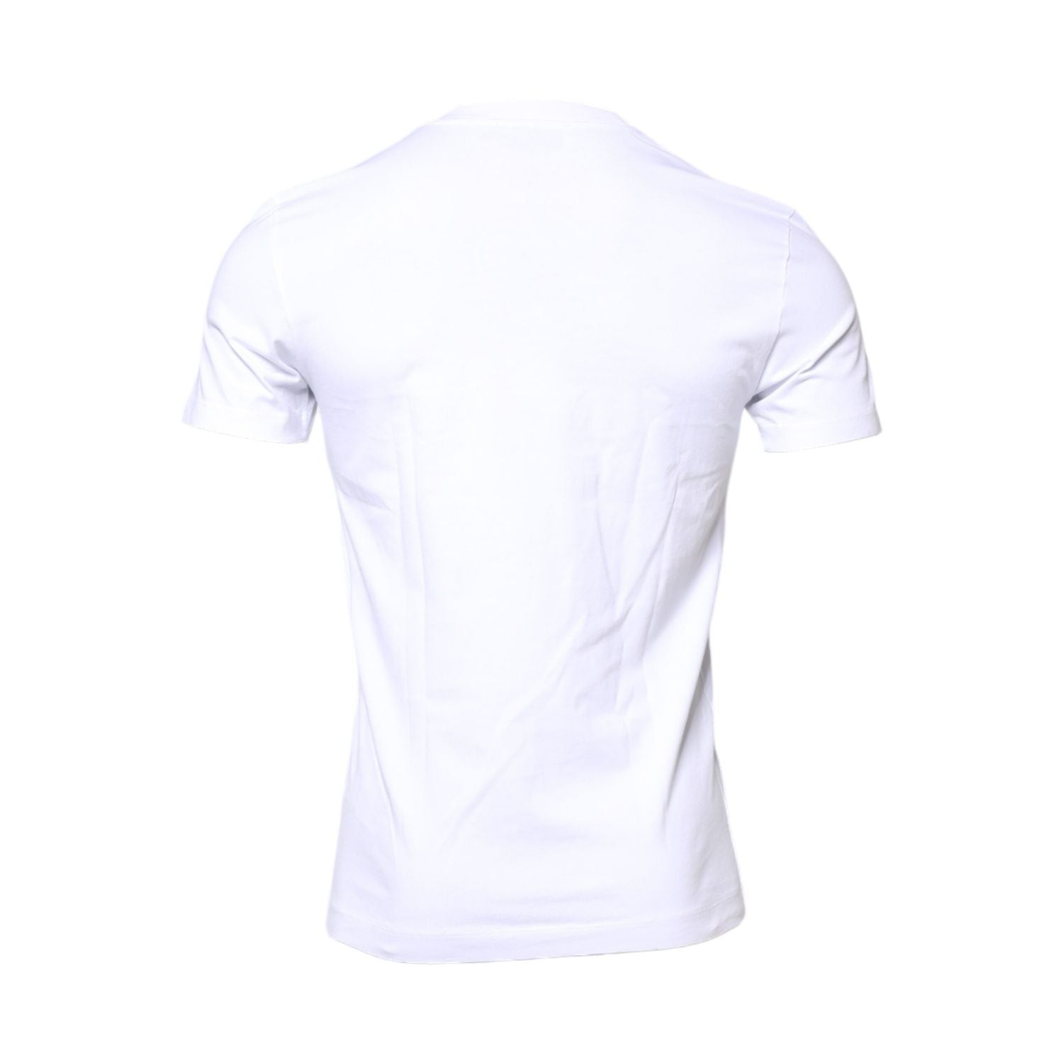 Dolce & Gabbana White Cotton Logo Patch Crew Neck T-shirt