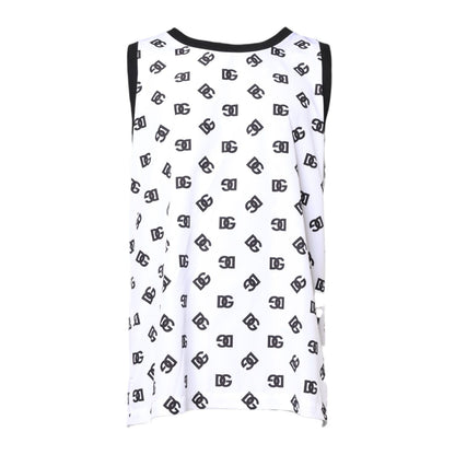 Dolce & Gabbana White Polyester Sleeveless DG Logo T-shirt