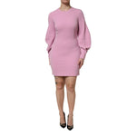 Dolce & Gabbana Pink Polyester Long Sleeves Sheath Mini Dress