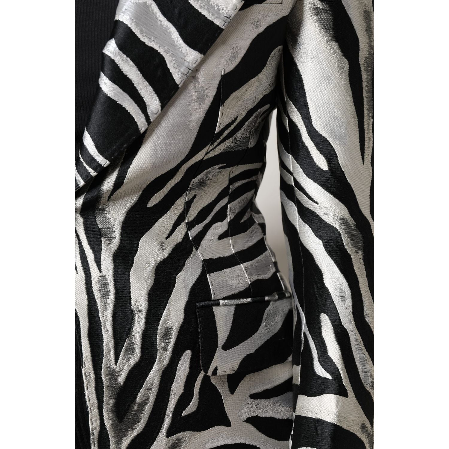 Dolce & Gabbana Black White Polyester Women Blazer Jacket