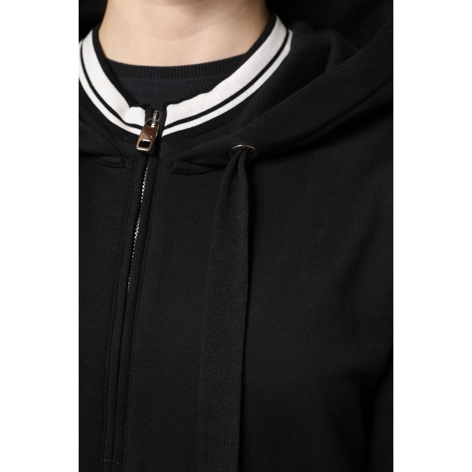 Dolce & Gabbana Black Cotton Hooded Full Zip Sweatshirt Sweater