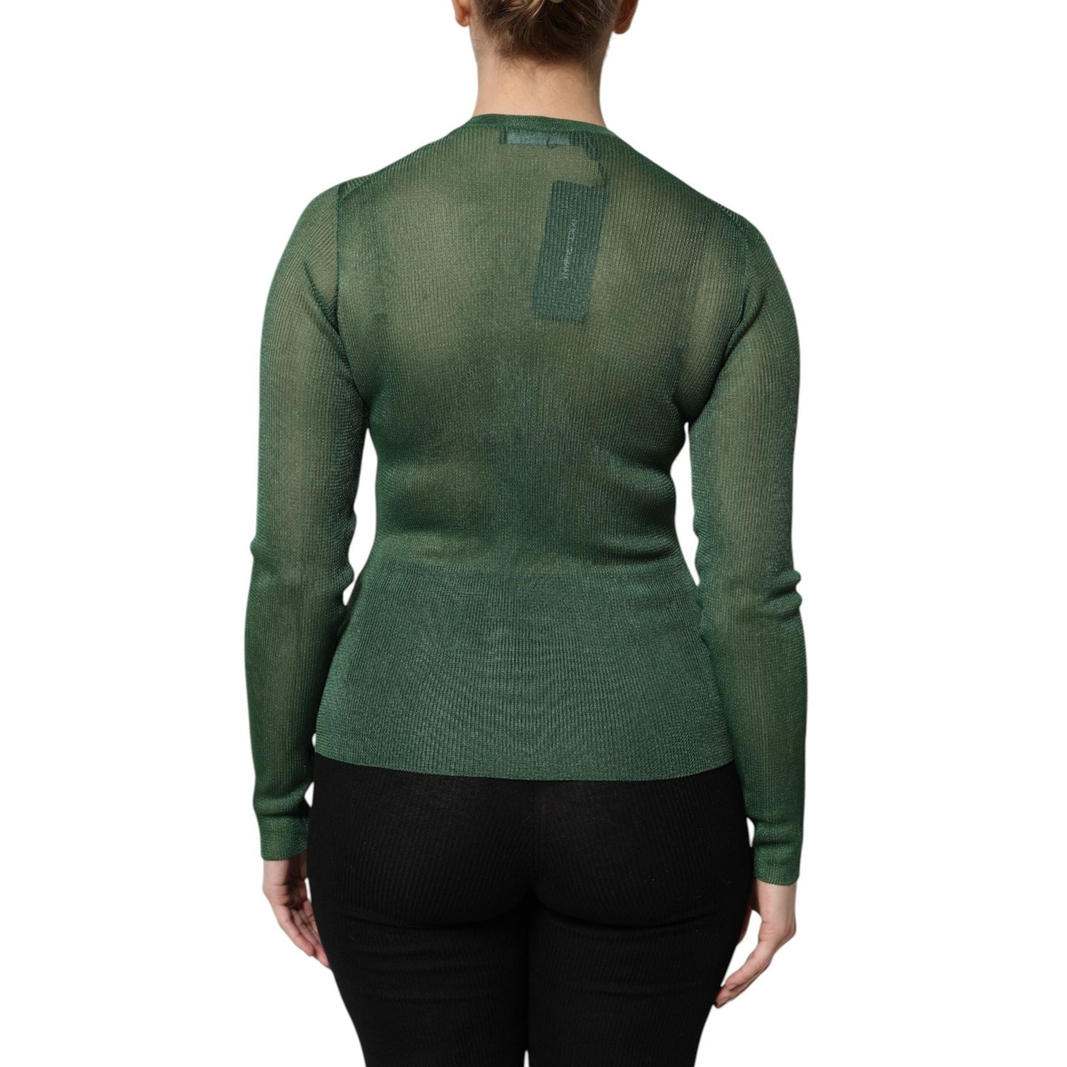 Dolce & Gabbana Green Polyester Long Sleeves Cardigan Sweater