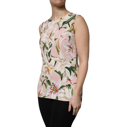 Dolce & Gabbana Multicolor Floral Print Round Neck Tank Top
