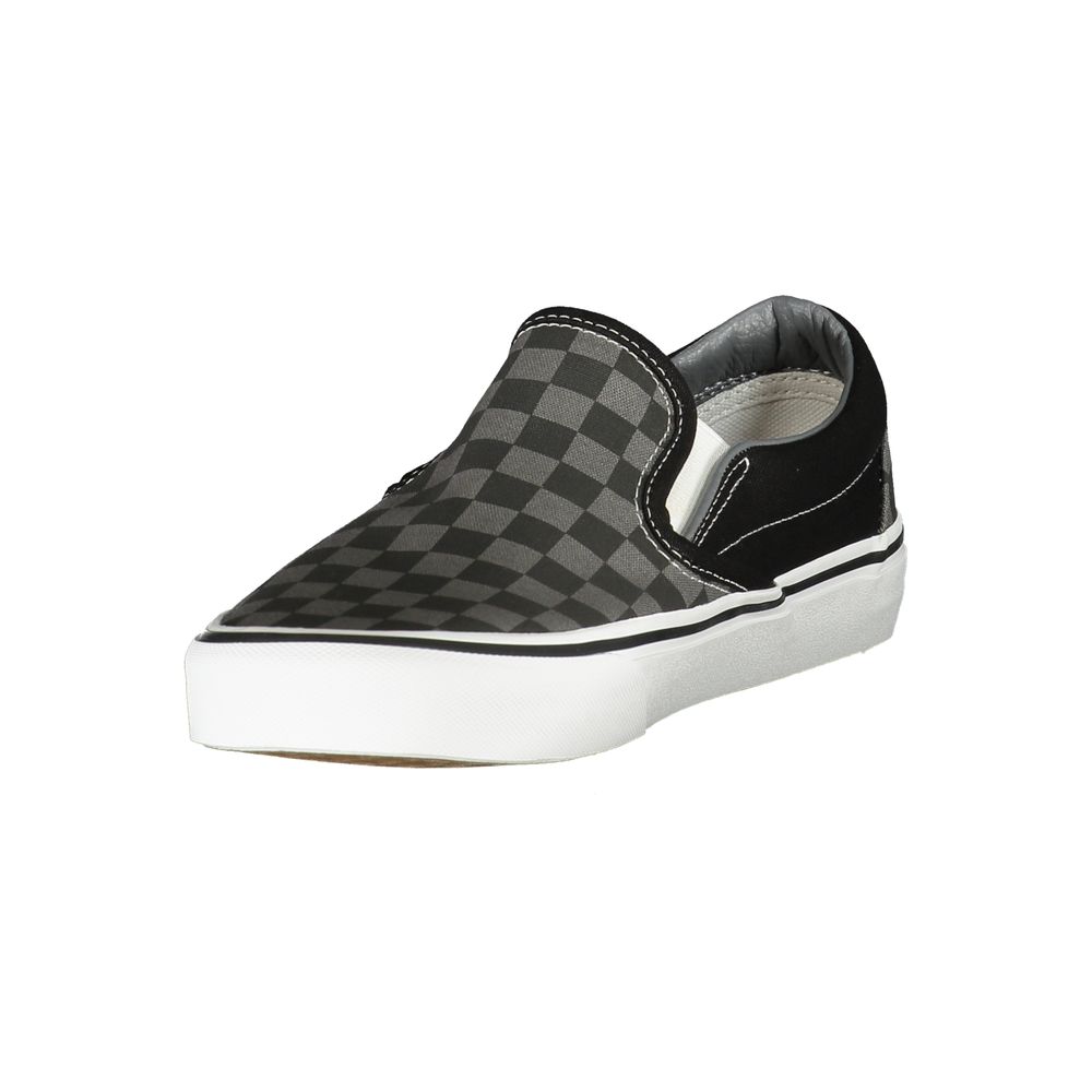 Vans Black Polyester Men Sneaker with classic checkered design, showcasing urban style and comfort.