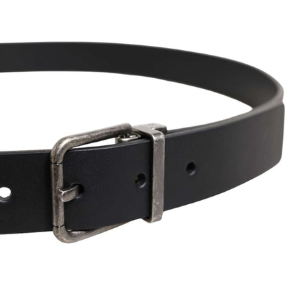 Dolce & Gabbana Black Classic Leather Metal Buckle Belt