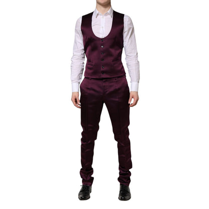Dolce & Gabbana Dark Purple Silk 3Piece Single Breasted Suit