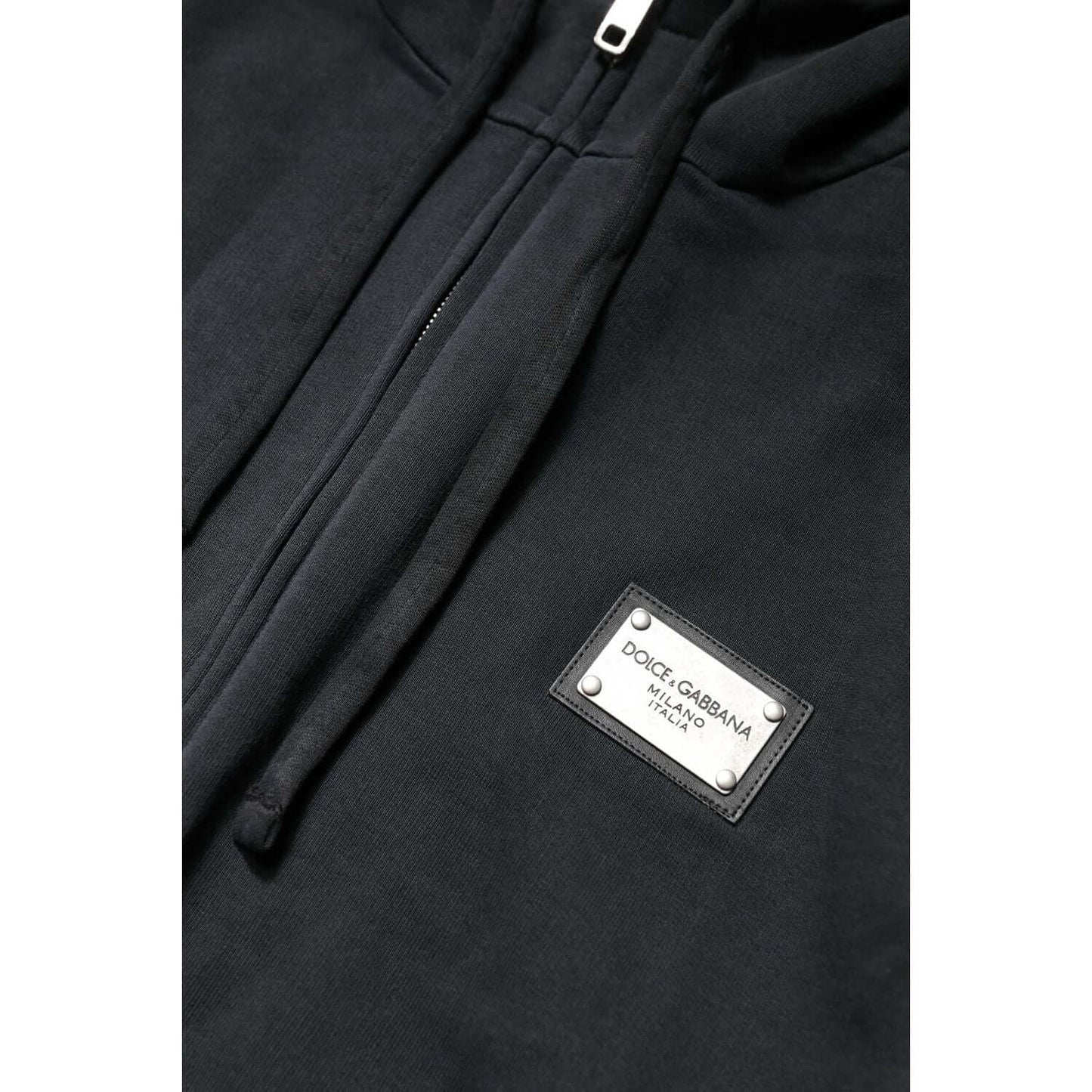 Dolce & Gabbana Black Logo Full Zip Hooded Men Sweatshirt Sweater