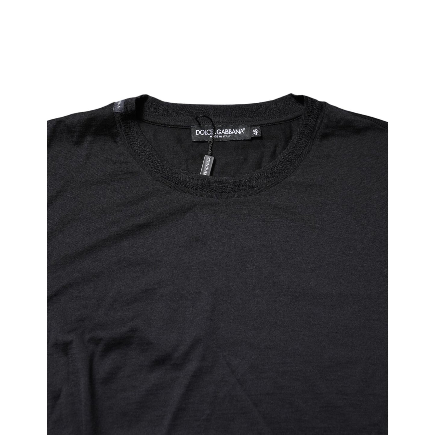 Dolce & Gabbana Dark Blue Silk Crew Neck Men Pullover Sweater