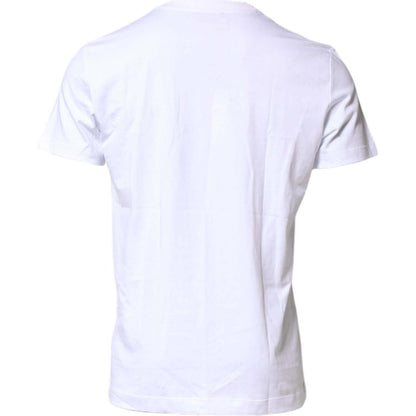 Dolce & Gabbana White Logo Embroidery Crew Neck T-shirt