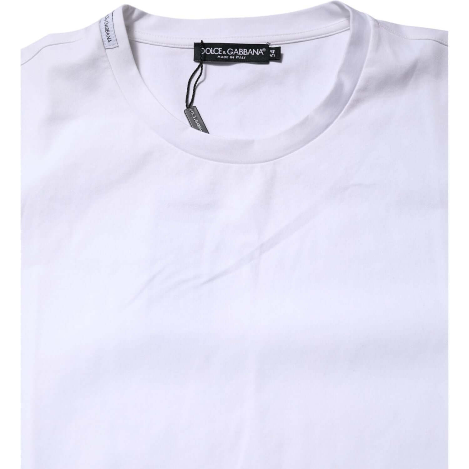 Dolce & Gabbana White Cotton Short Sleeves Crew Neck T-shirt