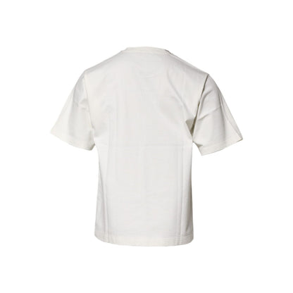Dolce & Gabbana White Cotton DG Logo Print Round Neck T-shirt
