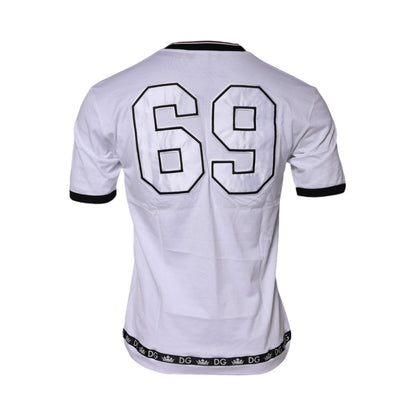 Dolce & Gabbana White Cotton Crown King Embroidery T-shirt