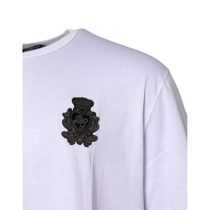 Dolce & Gabbana White Cotton DG Crown Embroidery T-shirt