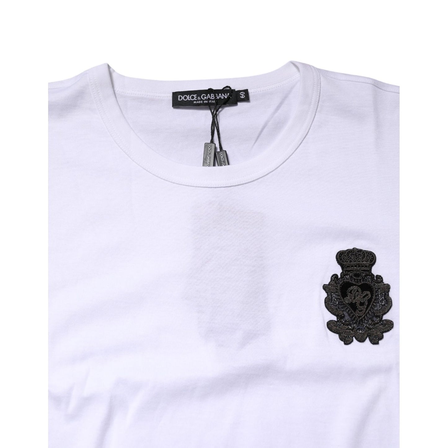 Dolce & Gabbana White Cotton DG Crown Embroidery T-shirt