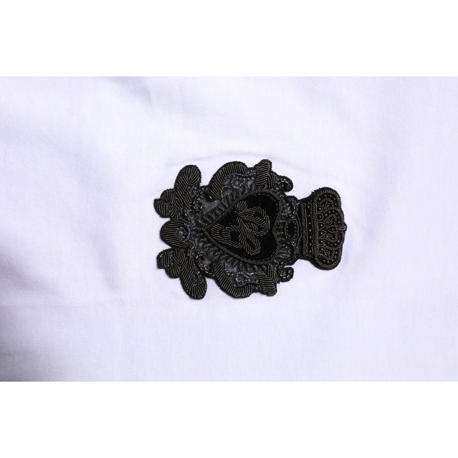 Dolce & Gabbana White Cotton DG Crown Embroidery T-shirt