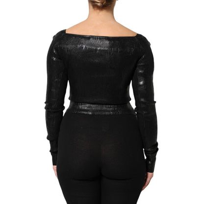 Dolce & Gabbana Black Viscose Long Sleeves Fitted Blouse Top