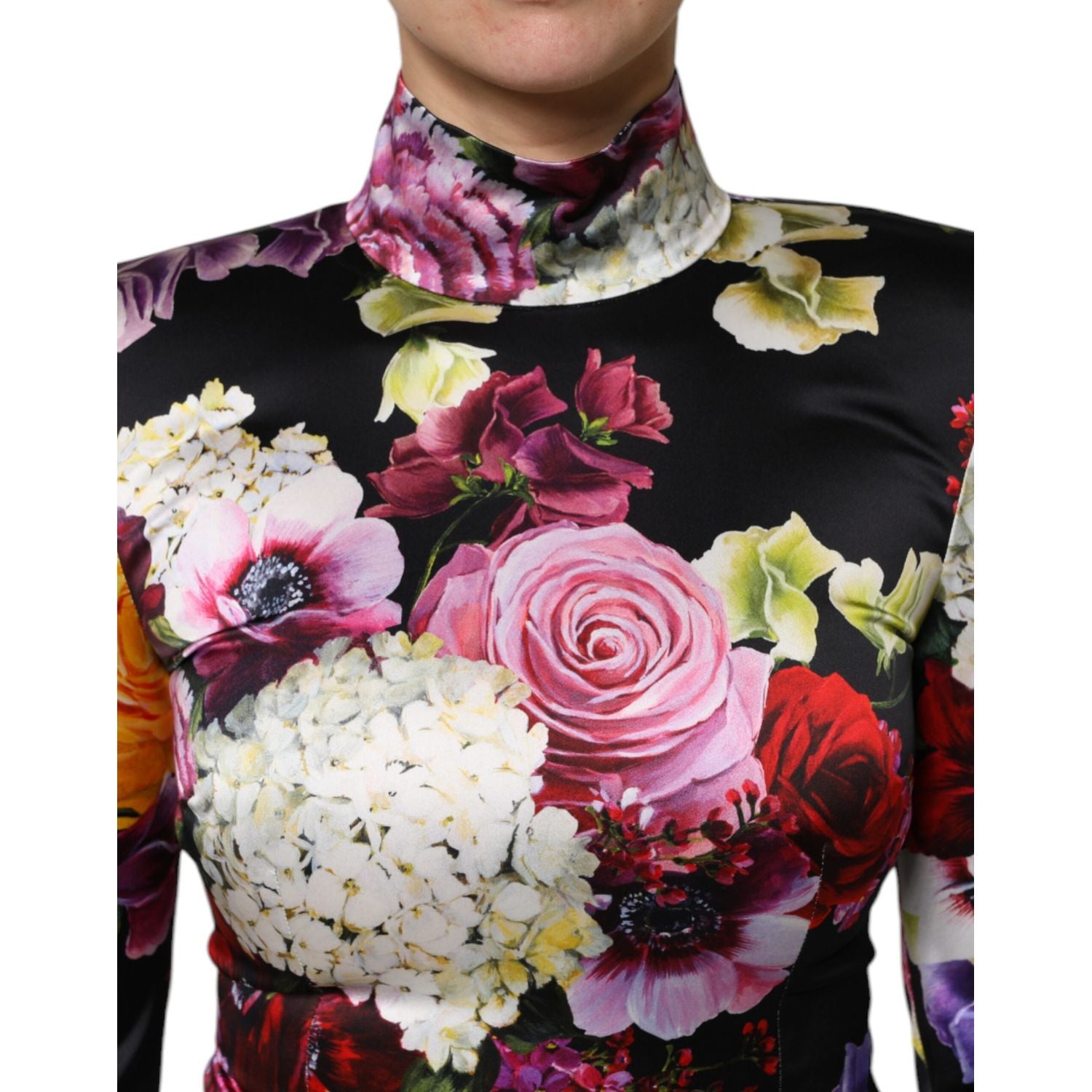 Dolce & Gabbana Multicolor Ortensies Long Sleeves Blouse Top