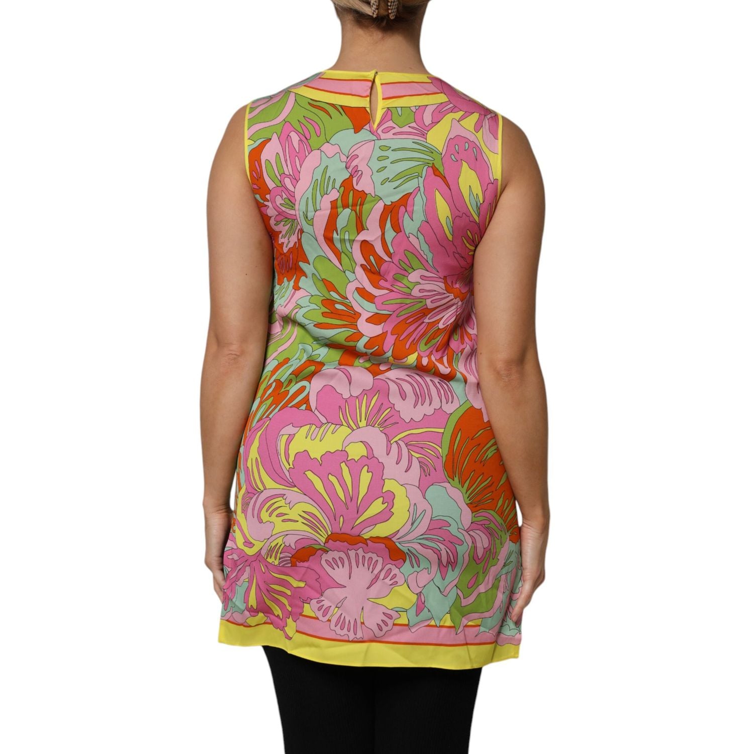 Dolce & Gabbana Multicolor Floral Round Neck Sleeveless Top