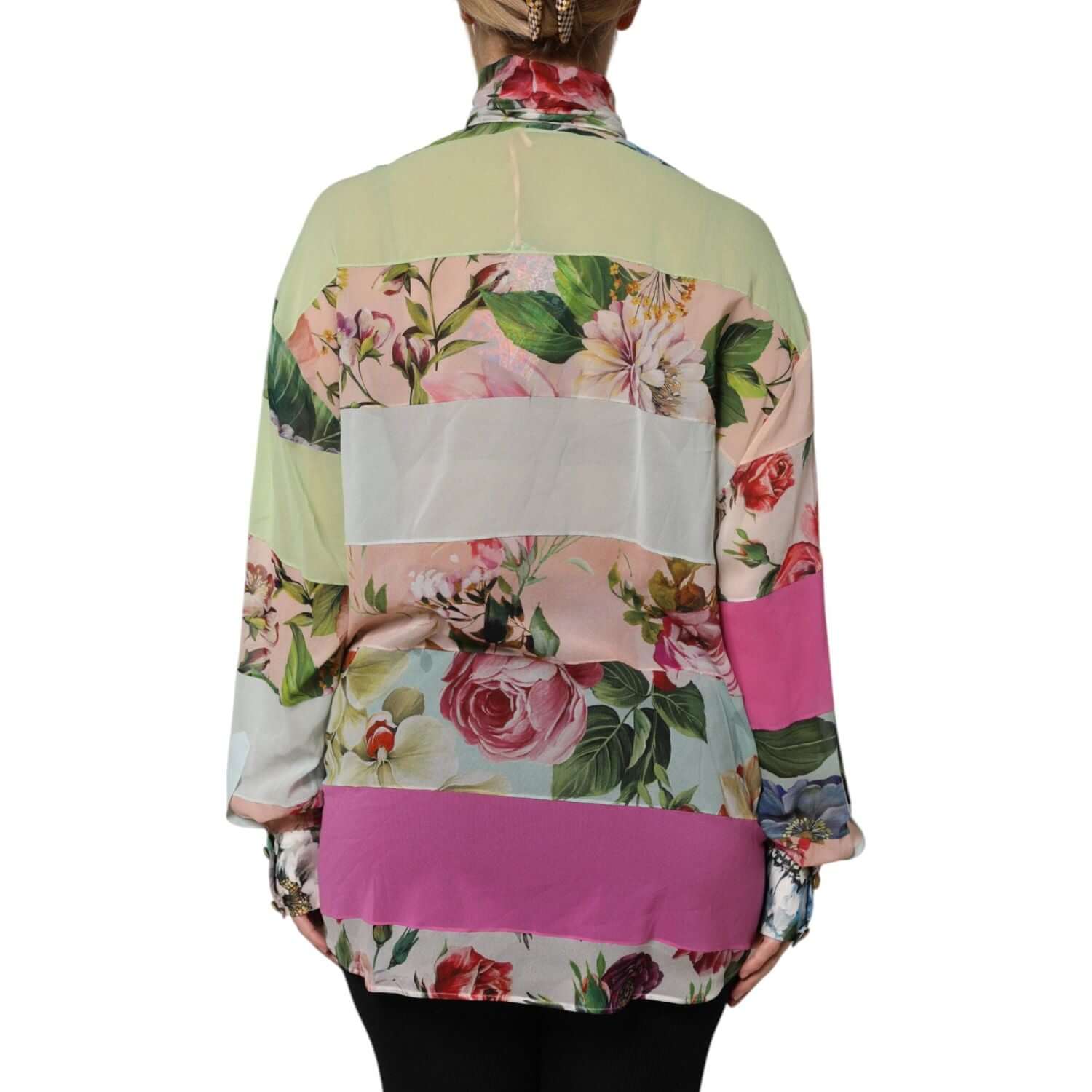 Dolce & Gabbana Multicolor Floral Patchwork Long Sleeves Top