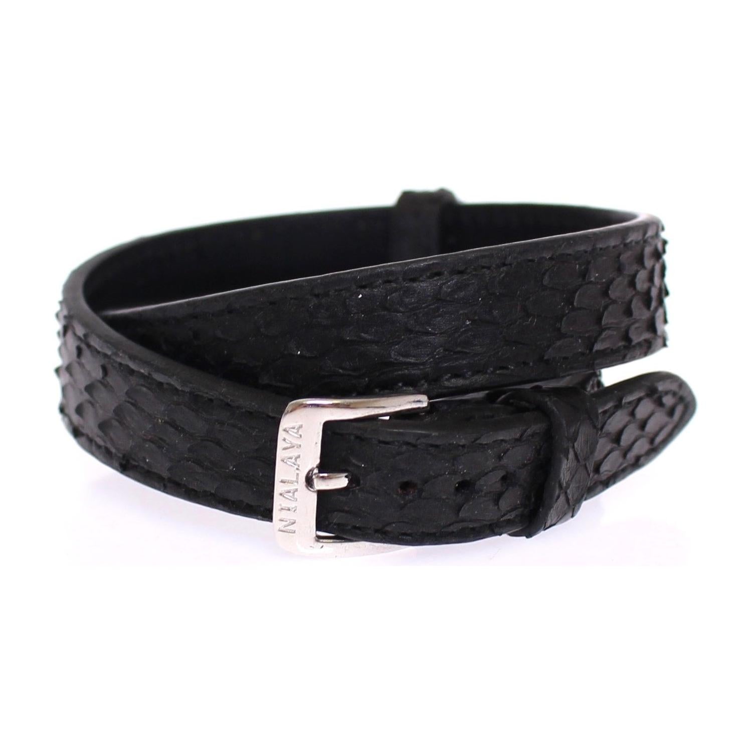 Nialaya Snakeskin CZ LOVE 925 Silver Bracelet