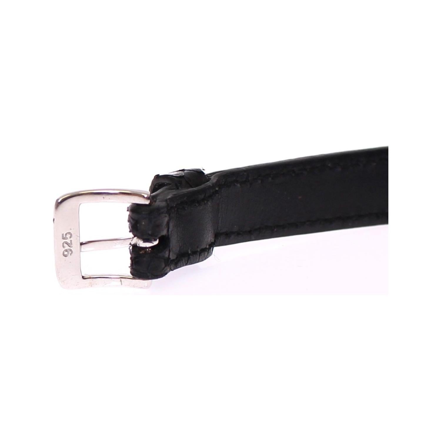 Nialaya Snakeskin CZ LOVE 925 Silver Bracelet